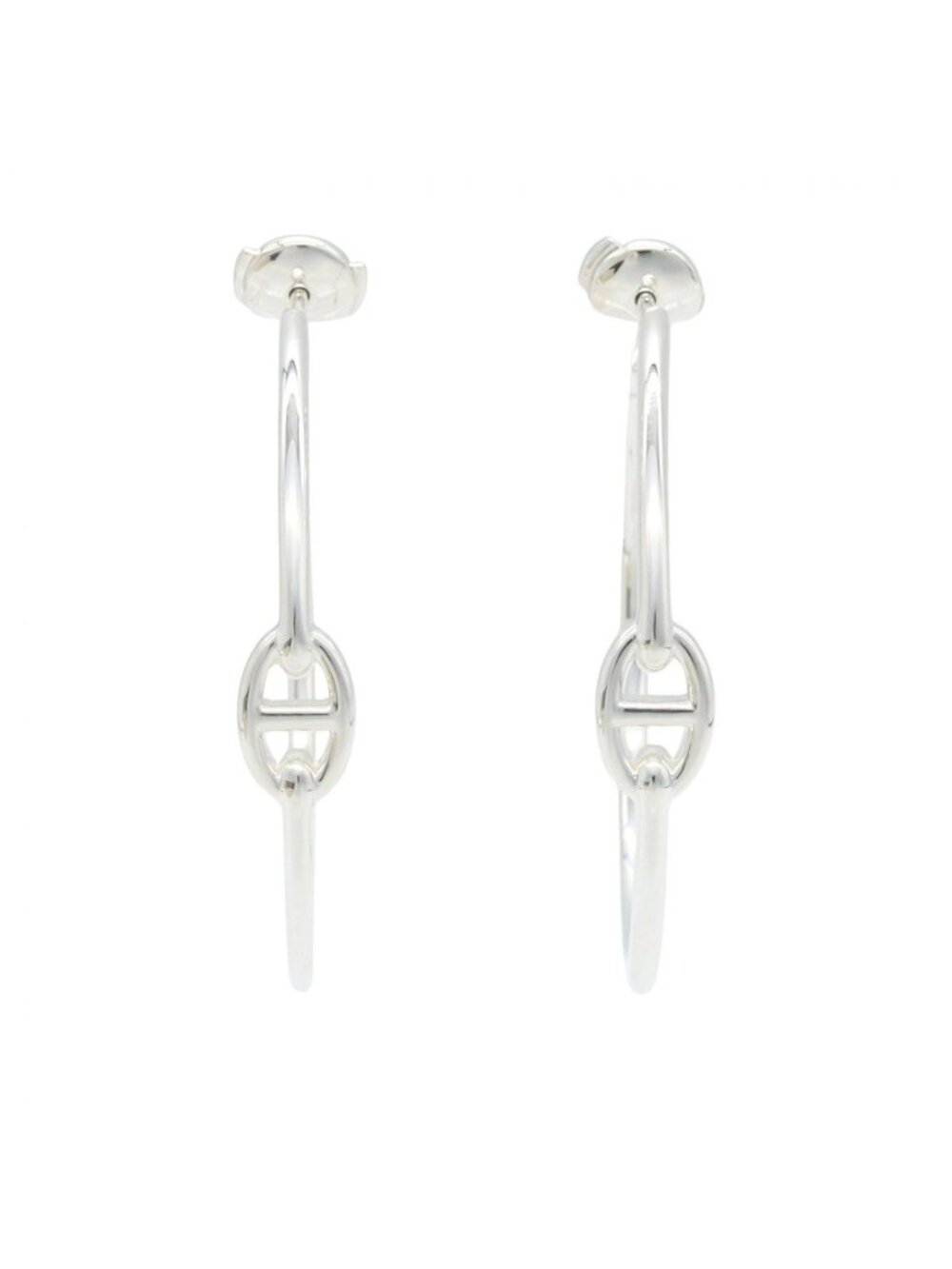 Hermes Earrings Chaine D'ancre Enchainee GM 925 Sterling Silver